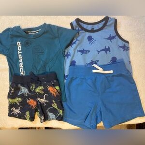 Blue Dinosaur and Shark Kids Outfit Set